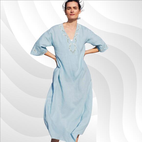 Andie Dresses & Skirts - 2/$50 Fanm Mon x Andie Linen Kepez Kaftan Dress Hydrangea Size M